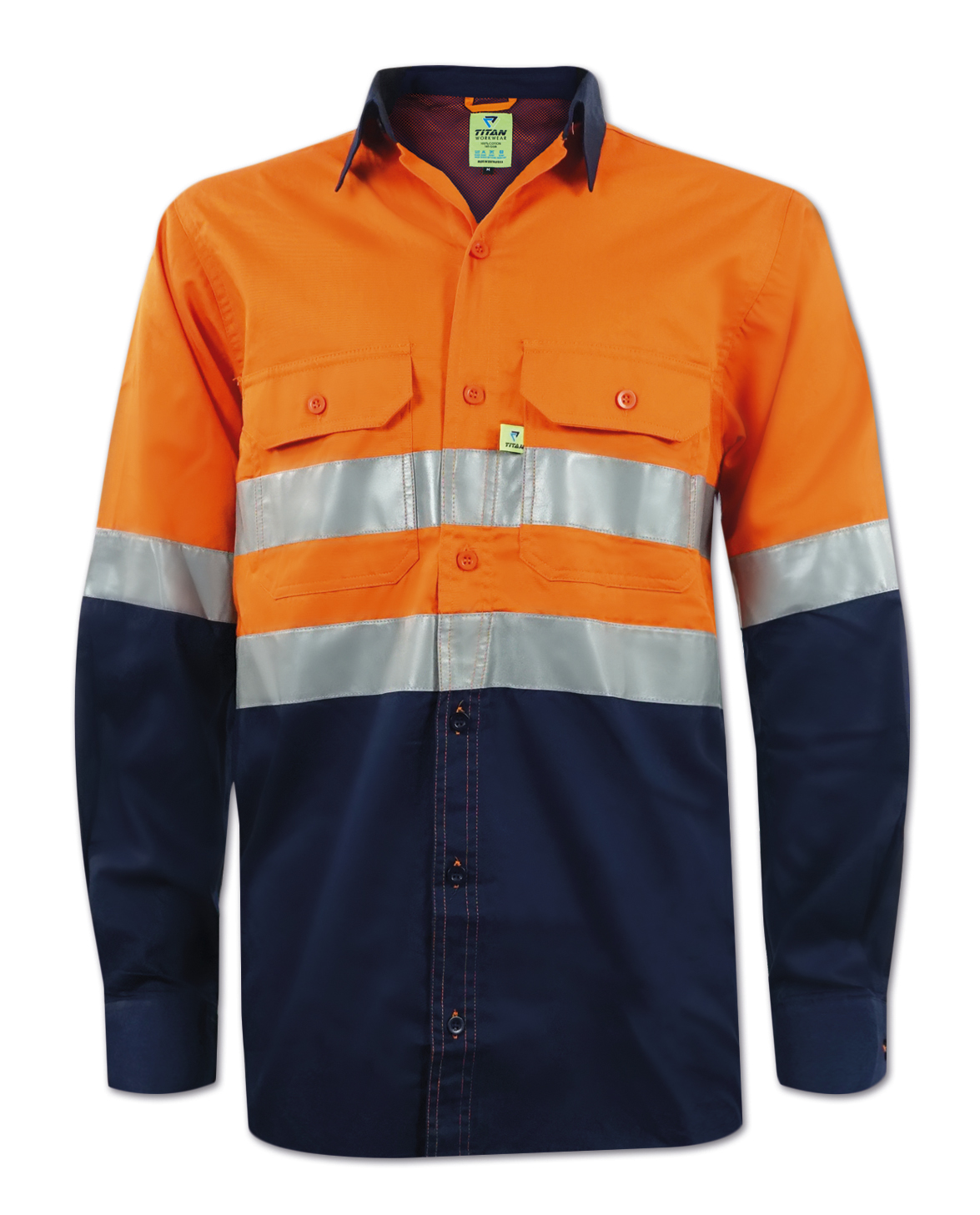 Orange/Navy Mining Shirts for Sale