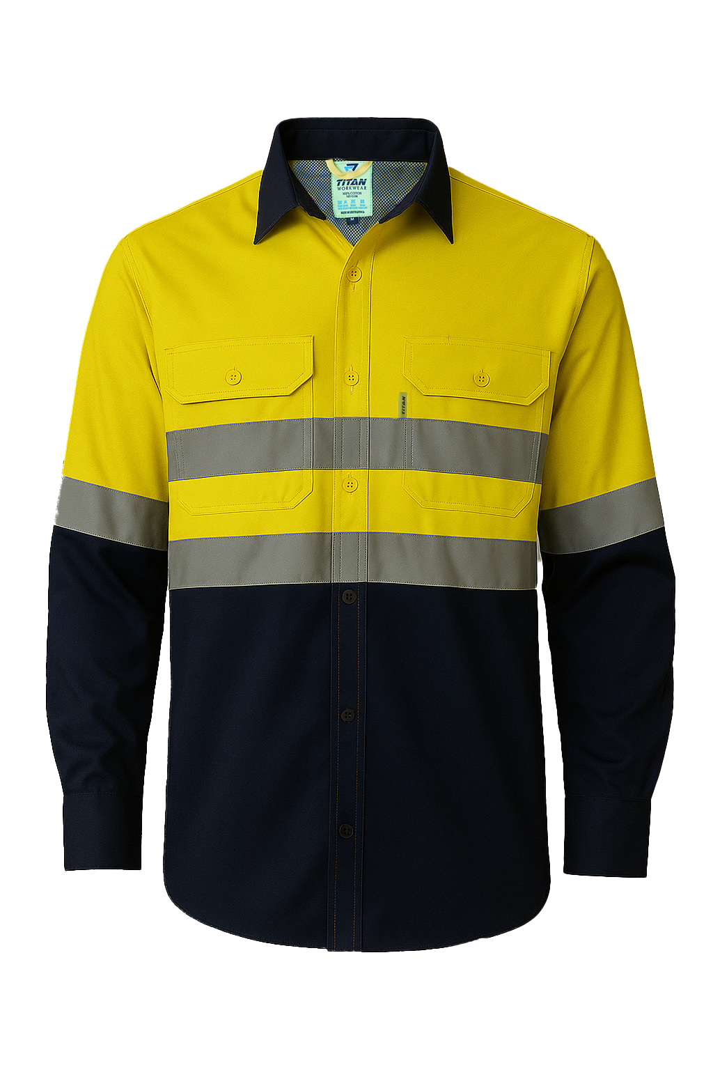 Titan Men's 100% Cotton Long Sleeve Vented Work Shirts - Titan